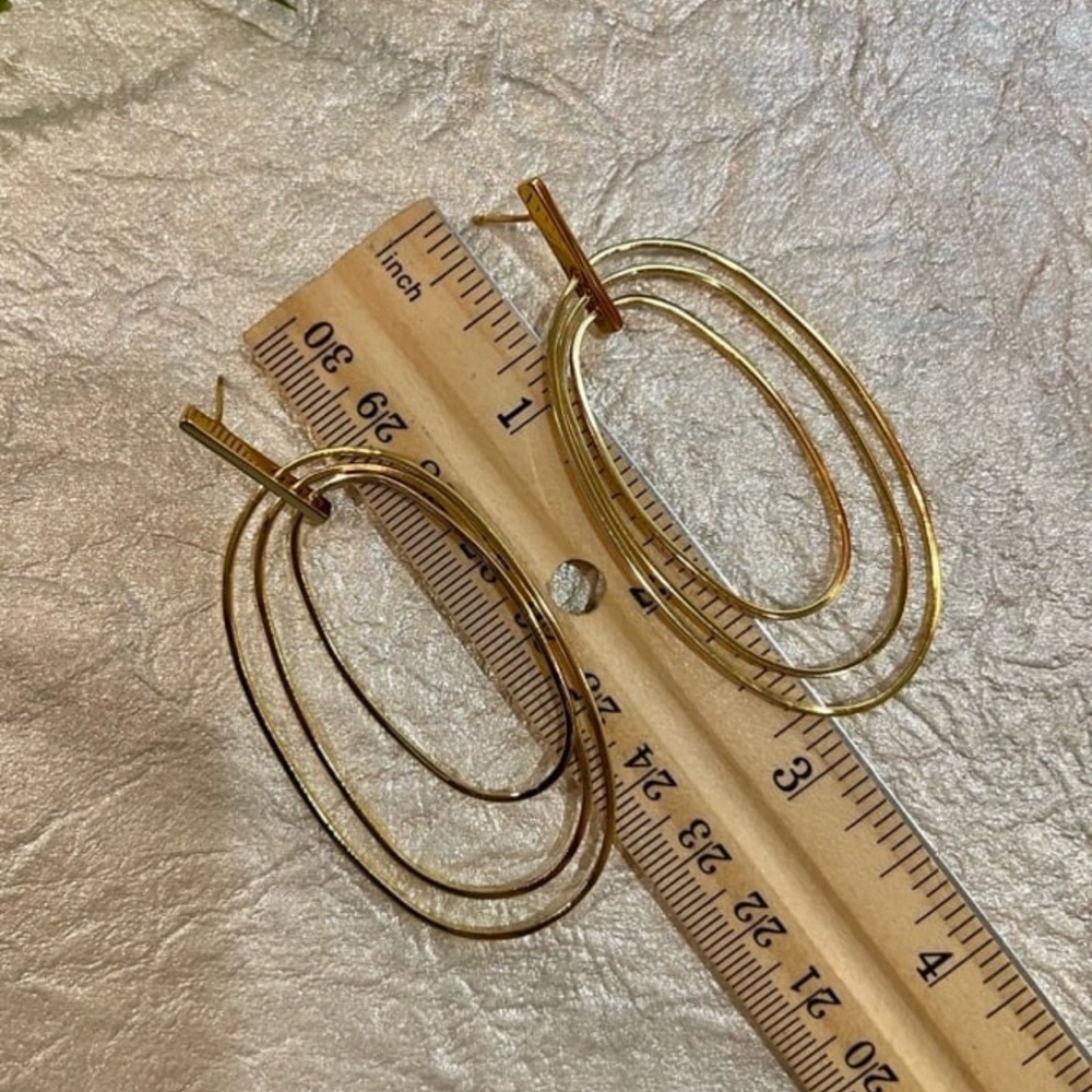 Large Gold Dangle Statement Earrings. Layered Gol… - image 7